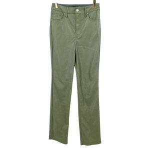 Express '90s Slim Super High Rise Faux‎ Leather Pants Olive Green 2 Long Soft